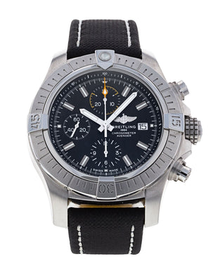 Breitling Avenger Chronograph 45mm Black Dial Black Leather Strap Watch for Men - A13317101B1X1 Authentic Buy Shop Now