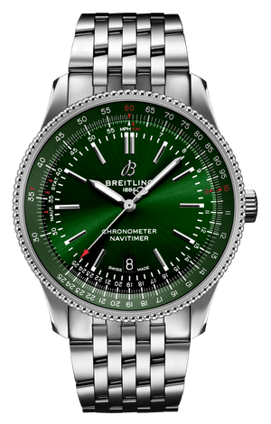 Breitling Navitimer Automatic 41mm Green Dial Silver Steel Strap Watch for Men - A17326361L1A1 Authentic Buy Shop Now