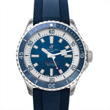 Breitling Superocean Automatic 42mm Blue Dial Blue Rubber Strap Watch for Men - A17375E71C1S1 Authentic Buy Shop Now