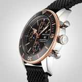 Breitling Superocean Heritage Chronograph 44 Black Dial Black Mesh Bracelet Watch for Men - U13313121B1S1 Authentic Buy Shop Now