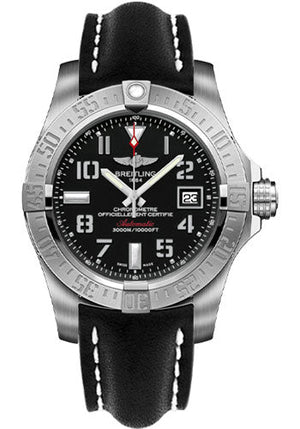 Breitling Avenger II Seawolf Stainless Steel 45mm Volcano Black Leather Strap Mens Watch - A1733110/BC31/436X Authentic Buy Shop Now