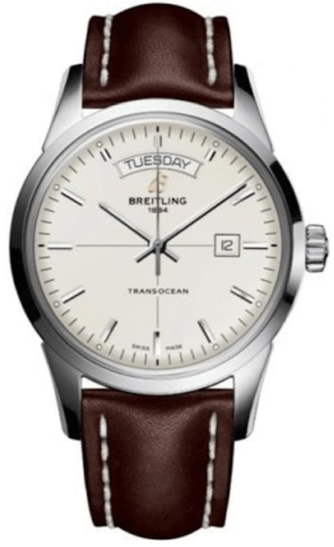 Breitling Transocean Day & Date 43mm Brown Leather Strap Mens Watch - A4531012|G751|437X|A20B A.1 Authentic Buy Shop Now