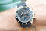 Breitling Superocean Heritage B01 Chronograph 44 Black Dial Black Mesh Bracelet Watch for Men - UB01621A1M1S1 Authentic Buy Shop Now