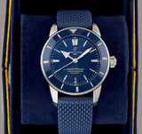 Breitling Superocean Heritage II B20 44mm Blue Dial Blue Rubber Strap Mens Watch - AB2030161C1S1 Authentic Buy Shop Now