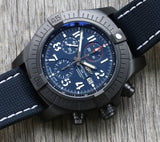 Breitling Super Avenger Chronograph 48 Night Mission Blue Dial Blue Leather Strap Watch for Men - V13375101C1X2 Authentic Buy Shop Now