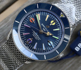 Breitling Superocean Heritage '57 Special Edition II Blue Dial Silver Mesh Bracelet Watch for Men - A103702A1C1A1 Authentic Buy Shop Now