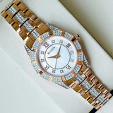 Bulova Crystal Mother of Pearl Dial Rose Gold Steel Strap Watch for Women - 98L197 Authentic Buy Shop Now