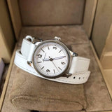 Burberry Utilitarian White Dial White Leather Strap Watch for Women - BU7846 Authentic Buy Shop Now
