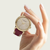 Burberry Heritage Nova Gold Dial Haymarket Red Leather Strap Watch for Women - BU9111 Authentic Buy Shop Now