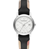 Burberry The City White Dial Black Haymarket Leather Strap Watch for Women - BU9150 Authentic Buy Shop Now