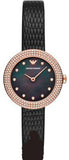 Emporio Armani Aviator Crystals Mother of Pearl Black Dial Black Silicon Strap Watch For Women - AR11373 Authentic Buy Shop Now