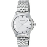 Gucci G Timeless Silver Dial Silver Steel Strap Watch For Men - YA126401 Authentic Buy Shop Now