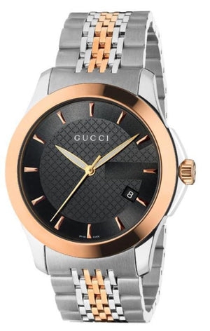 Gucci G Timeless Black Dial Two Tone Steel Strap Watch For Men - YA126410 Authentic Buy Shop Now