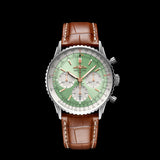 Breitling Navitimer B01 Chronograph 41 Green Dial Brown Leather Strap Watch for Men - AB0139211L1P1 Authentic Buy Shop Now
