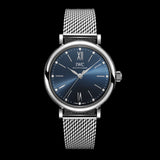 IWC Portofino Automatic Blue Dial Silver Mesh Bracelet Watch for Women - IW357404 Authentic Buy Shop Now