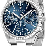 Maserati Competizione Chronograph Blue Dial Silver Steel Strap Watch For Men - R8853100013 Authentic Buy Shop Now