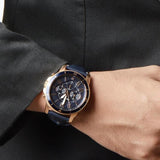 Fossil Grant Sport Chronograph Blue Dial Blue Leather Strap Watch for Men - FS5237 Authentic Buy Shop Now