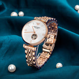 Emporio Armani Gianni T-Bar Silver Dial Rose Gold Steel Strap Watch For Women - AR60023 Authentic Buy Shop Now