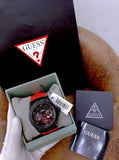 Guess Legacy Black Dial Red Silicone Strap Watch for Men - W1049G6 Authentic Buy Shop Now