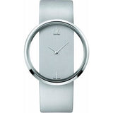 Calvin Klein Glam Transparent Dial White Leather Strap Watch for Women - K9423101 Authentic Buy Shop Now
