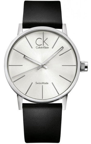 Calvin Klein Post Minimal Silver Dial Black Leather Strap Watch for Men - K7621192 Authentic Buy Shop Now