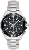 Tag Heuer Aquaracer Quartz Chronograph Black Dial Silver Steel Strap Watch for Men - CAY111A.BA0927 Authentic Buy Shop Now