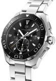 Tag Heuer Aquaracer Quartz Chronograph Black Dial Silver Steel Strap Watch for Men - CAY111A.BA0927 Authentic Buy Shop Now