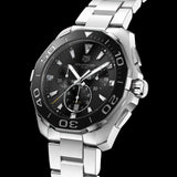 Tag Heuer Aquaracer Quartz Chronograph Black Dial Silver Steel Strap Watch for Men - CAY111A.BA0927 Authentic Buy Shop Now