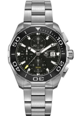Tag Heuer Aquaracer Calibre 16 Day-Date Black Dial Silver Steel Strap Watch for Men - CAY211A.BA0927 Authentic Buy Shop Now