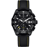 Tag Heuer Aquaracer Chronograph PVD Black Dial Black Nylon Strap Watch for Men - CAY218A.FC6361 Authentic Buy Shop Now