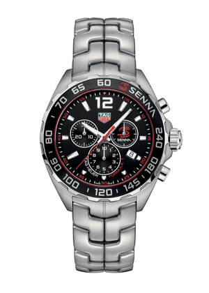 Tag Heuer Senna Chronograph Special Edition Black Dial Silver Steel Strap Watch for Men - CAZ1015.BA0883 Authentic Buy Shop Now