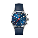 Tag Heuer Carrera Chronograph Blue Dial Blue Leather Strap Watch for Men - CBN201D.FC6543 Authentic Buy Shop Now