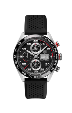 Tag Heuer Carrera Chronograph Black Dial Black Rubber Strap Watch for Men - CBN2A1AA.FT6228 Authentic Buy Shop Now