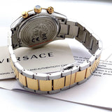Versace Classic Chronograph Quartz Silver Dial Two Tone Steel Strap Watch For Men - VEV700519 Authentic Buy Shop Now