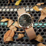 Calvin Klein Minimal Black Dial Rose Gold Mesh Bracelet Watch for Women - K3M2262Y Authentic Buy Shop Now