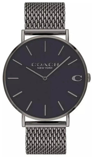 Coach Charles Black Dial Grey Mesh Bracelet Watch for Men - 14602145 Authentic Buy Shop Now