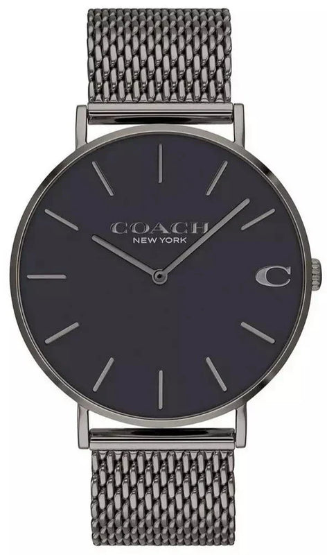 Coach Charles Black Dial Grey Mesh Bracelet Watch for Men - 14602145 Authentic Buy Shop Now