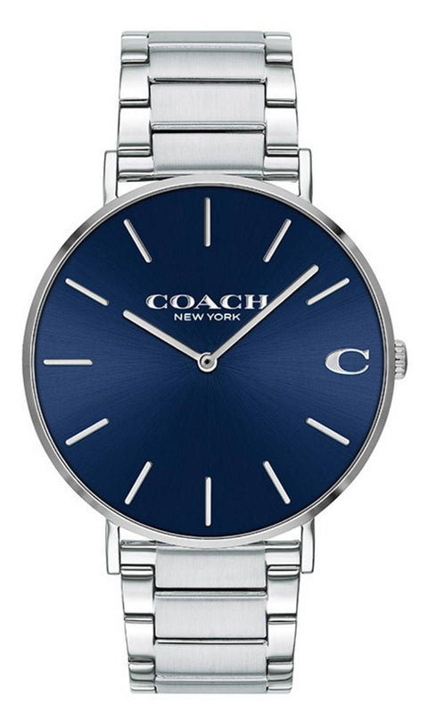 Coach Charles Blue Dial Silver Steel Strap Watch for Men - 14602429 Authentic Buy Shop Now