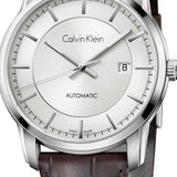 Calvin Klein Infinity Silver Dial Brown Leather Strap Watch for Men - K5S341G6 Authentic Buy Shop Now