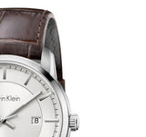Calvin Klein Infinity Silver Dial Brown Leather Strap Watch for Men - K5S341G6 Authentic Buy Shop Now
