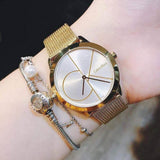 Calvin Klein Minimal White Dial Gold Mesh Bracelet Watch for Men - K3M21526 Authentic Buy Shop Now