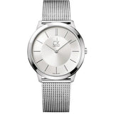 Calvin Klein Minimal White Dial Silver Mesh Bracelet Watch for Men - K3M2112Y Authentic Buy Shop Now
