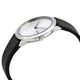 Calvin Klein Minimal Silver Dial Black Leather Strap Watch for Women - K3M221C6 Authentic Buy Shop Now