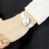Calvin Klein Firm Silver Dial White Leather Strap Watch for Women - K3N231L6 Authentic Buy Shop Now