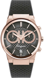 Salvatore Ferragamo Sapphire Chrono Black Dial Black Rubber Strap Watch for Men - SFME00721 Authentic Buy Shop Now