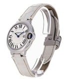 Cartier Ballon Bleu De Cartier Silver Dial White Leather Strap Watch for Women - W6920086 Authentic Buy Shop Now
