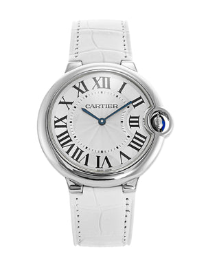 Cartier Ballon Bleu de Cartier Silver Dial White Leather Strap Watch for Women - W6920087 Authentic Buy Shop Now