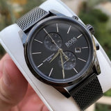 Hugo Boss Associate Black Dial Black Mesh Bracelet Watch for Men - 1513769 Authentic Buy Shop Now
