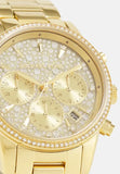 Michael Kors Ritz Chronograph Gold Dial Gold Steel Strap Watch For Women - MK7310 Authentic Buy Shop Now