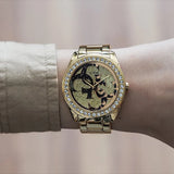 Guess G Twist Diamonds Gold Dial Gold Steel Strap Watch For Women - W1201L2 Authentic Buy Shop Now